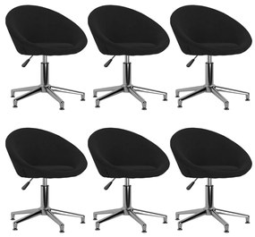 vidaXL Cadeiras de jantar giratórias 6 pcs tecido preto