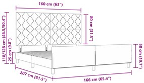 Cama de Tecido Cinza Escuro vidaXL 160x200 cm