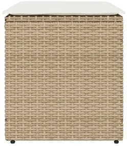 Bancos de jardim com almofadas 2 unid 40x40x43 cm vime PE bege