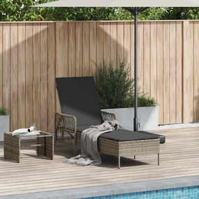 vidaXL Espreguiçadeira Cinza e cinza escuro Vime PE 157 x 55 x 92 cm