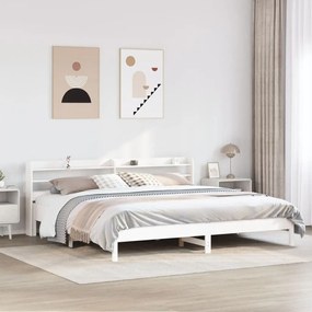 Cama sem colchão 200x200 cm madeira de pinho maciça branco