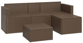 Conjunto lounge de jardim vime PE castanho
