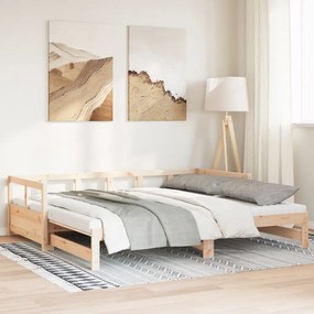 vidaXL Sofá-cama com gavetão e gavetas 90x200 cm pinho maciço