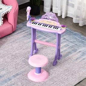 Piano Eléctrico Infantil 32 Teclas Piano Infantil com Microfone Banqui