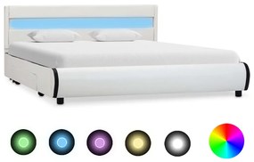 284969 vidaXL Estrutura de cama com LED 140x200 cm couro artificial branco