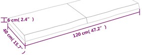 Tampo de mesa com bordas vivas maciço tratado castanho-escuro
