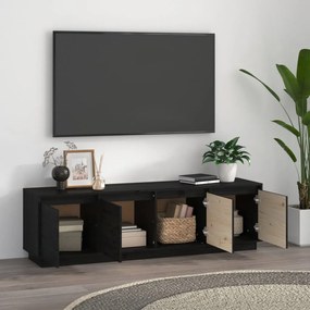 Móvel de TV 156x37x45 cm madeira de pinho maciça preto