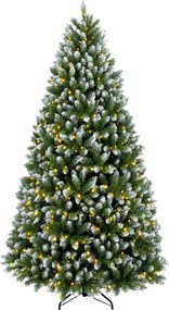 HOMCOM Árvore de Natal 220 cm com 400 Luzes LED, 11 Modos, Telecomando, 1378 Pontas e Base Metálica Dobrável, Verde | Aosom Portugal