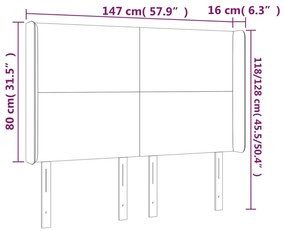 Cabeceira de cama c/ abas couro artif. 147x16x118/128 cm preto