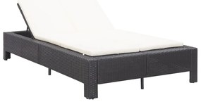Espreguiçadeira para 2 pessoas com almofadão vime PE preto