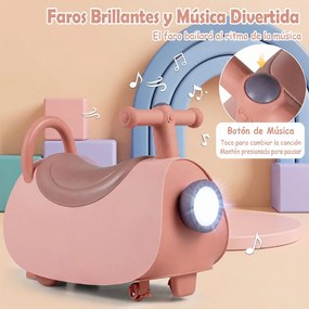 Veículo Deslizante Infantil, 47 x 21 x 34,5 cm, Efeitos Sonoros e Luminosos, Cor-de-rosa