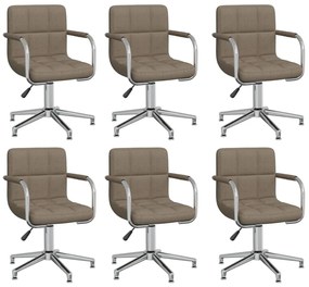 vidaXL Cadeiras de jantar giratórias 6 pcs tecido cinzento-acastanhado