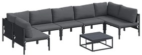 Conjunto de Sofá de Jardim 8 pcs Cinzento-escuro Aço