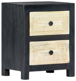 Mesa cabeceira esculpida mão 40x30x50cm madeira mangueira cinza