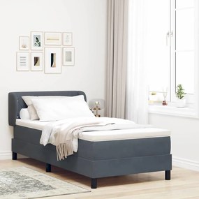 vidaXL Cama Box com colchão em Cinza Escuro, 100x200 cm, Veludo