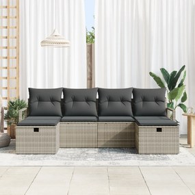 Conjunto de Sofá de Jardim vidaXL de 6 peças com Almofadas Cinza Claro