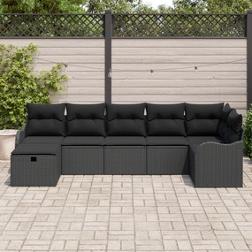 Conjunto de Sofá Modular VidaXL de 7 Peças com Almofadas Rattan Poliés