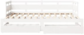 Sofá-cama com gavetão e gavetas sem colchão 90x200 cm branco