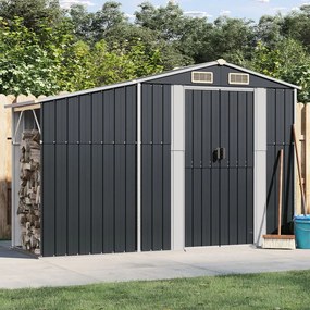 vidaXL Abrigo de jardim 277x93x179 cm aço galvanizado antracite