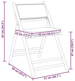 2pcs cadeiras bistrô dobráveis c/ almofadões cinza escuro bambu