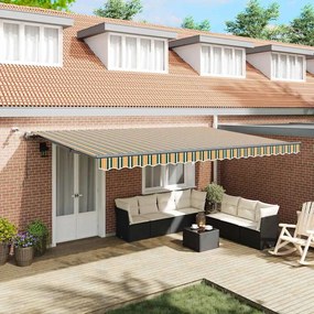 vidaXL Toldo Retrátil with Verde e amarelo 500 × 350 cm tecido