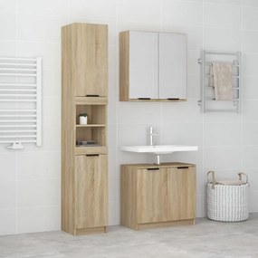 vidaXL 3 pcs conj. móveis casa banho derivados madeira carvalho sonoma