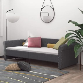 Sofá-cama c/ saída USB 90x200 cm tecido cinzento-escuro