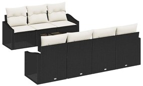 Conjunto de Jantar de Jardim com 8 Peças e Almofadas em Rattan Sintéti