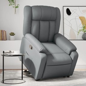 vidaXL Poltrona reclinável elevatória couro artificial cinzento