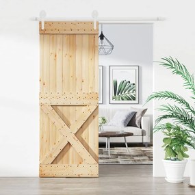VidaXL Porta de correr com ferragens 80x210 cm madeira de pinho maciça
