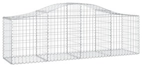 Cestos gabião arqueados 4 pcs 200x50x60/80 cm ferro galvanizado