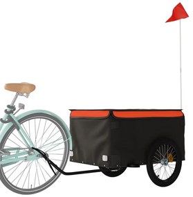 Reboque para bicicleta 45 kg ferro preto e laranja