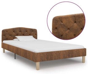 vidaXL Estrutura de cama 90x200 cm camurça artificial castanho