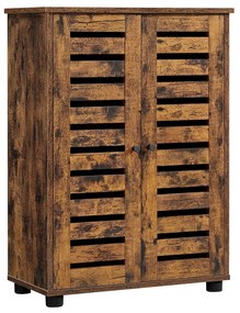 Armário de casa de banho com portas venezianas e prateleiras ajustáveis | VASAGLE | 60 x 30 x 82 cm | castanho rústico | BBK142X01.