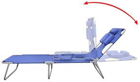 Espreguiçadeira dobrável c/ almofada cabeça aço revestido azul
