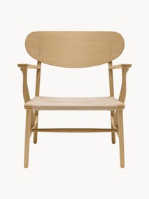 Wooden Armchair CH22 with Woven Seat