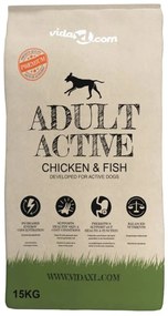 Ração premium para cães Adult Active Chicken &amp; Fish 15 kg