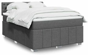 vidaXL Cama com molas/colchão 140x200 cm tecido cinzento-escuro