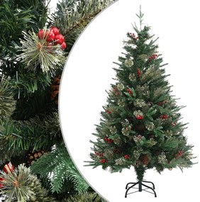 340525 vidaXL Árvore de Natal com pinhas 120 cm PVC e PE verde