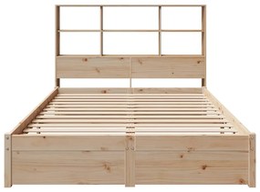 Cama com estante sem colchão 140x190 cm pinho maciço