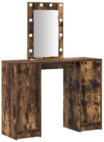 Mesa de Maquilhagem  com Luzes LED Carvalho Fumado 102x33x135 cm