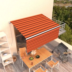 Toldo retrátil manual com estore 3x2,5 m laranja e castanho