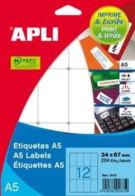Etiquetas Autocolantes A5 25x40 mm Cantos Redondos Apli
