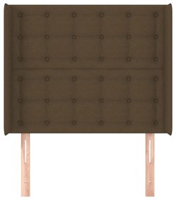 Cabeceira cama c/ abas tecido 103x16x118/128 cm castanho-escuro