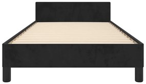 Estrutura cama c/ cabeceira sem colchão veludo 80x200 cm preto