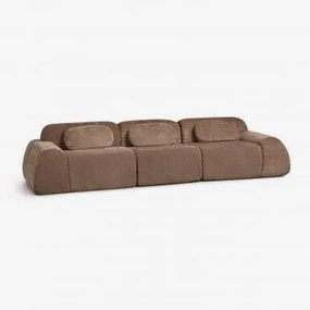 Sofá Modular De 3 Peças Em Chenille Embalado A Vácuo Merida Chenille Castanho Caramelo - Sklum