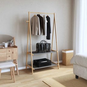 Roupeiro com prateleiras 96x45,5x150,5 cm bambu