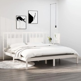 Estrutura de cama super king 180x200 cm madeira maciça branco