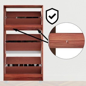 Sapateira com 3 gavetas espaçosas 115 x 61 x 24 cm Preto + Castanho