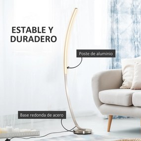 HOMCOM Luminária de piso com luz LED amarela Base de metal Pedal interruptor Design elegante Potência máx. 18 W 50x23x149cm Prata